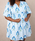 Blue Floral Plus Dress RTS