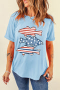 Blue Patriotic Fish Shirt