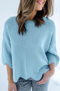 Blue Scalloped Sweater Top New RTS