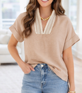 Crochet-Lace Accent Blouse