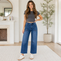 Frayed Cropped Straight Jeans RTS