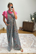 Floral Denim Overalls OOTD