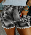 Black Gingham Lace Shorties