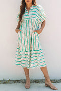 Green Stripe Floral Dress