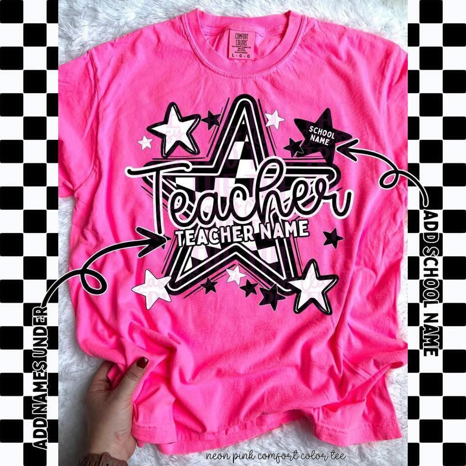 Mama/Teacher Custom Checker Star - Multiple Styles