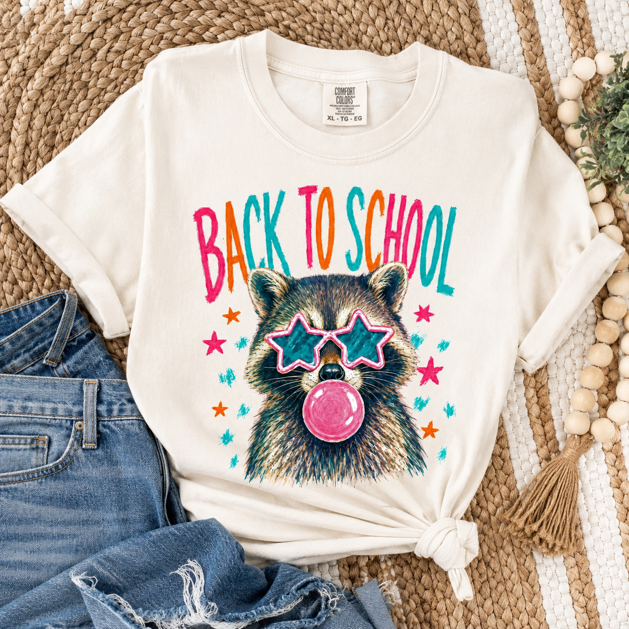 Adult Back to School Raccoon Tee.
