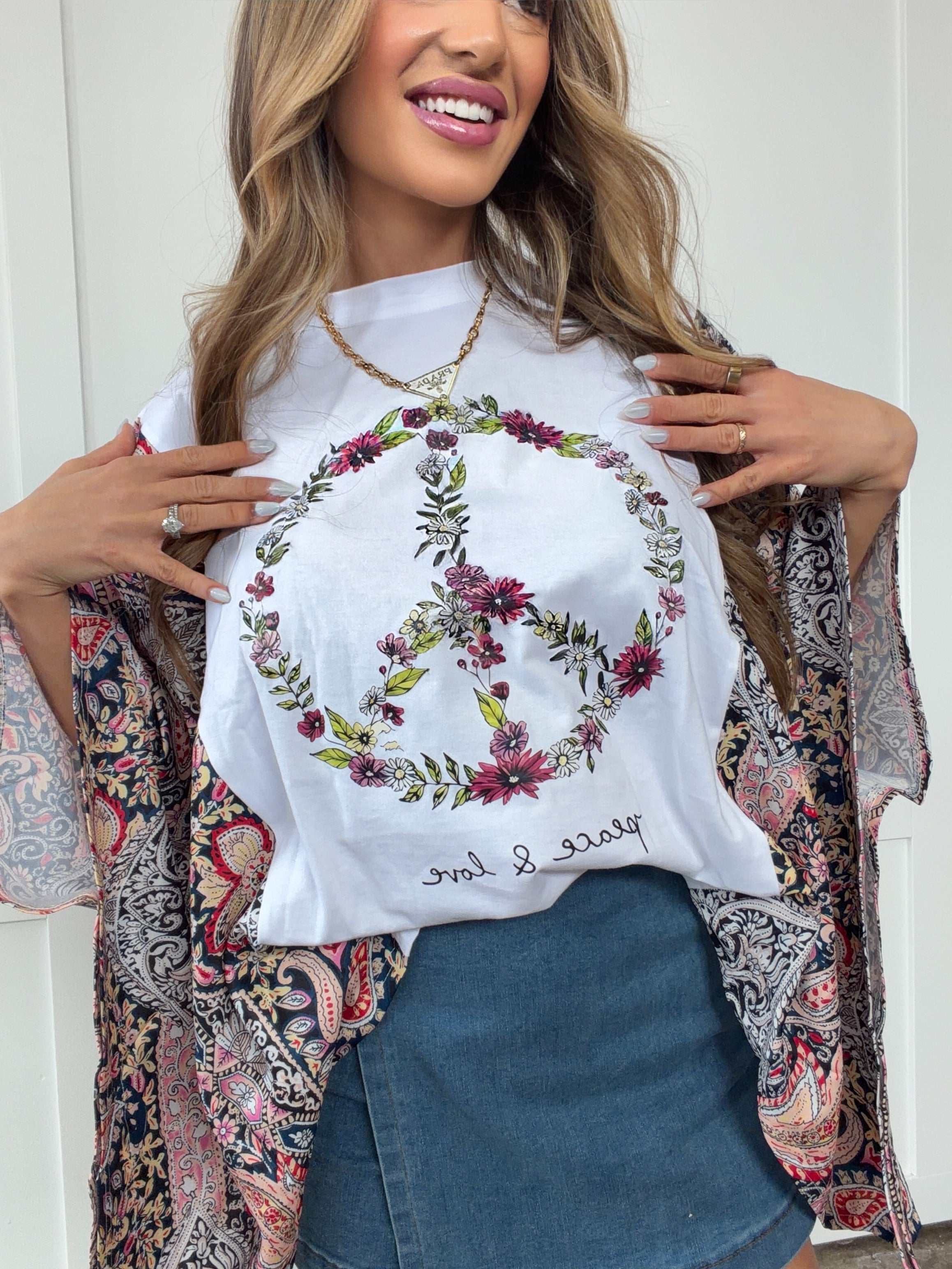 Peace and Love Kantha Styled Top