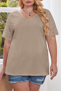 Khaki Stripe Raglan Plus Top