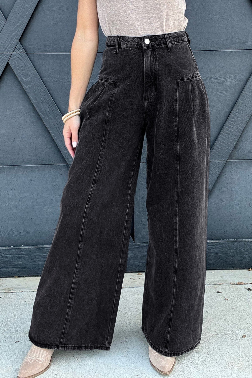 Mineral Wash Pleated Jeans RTS