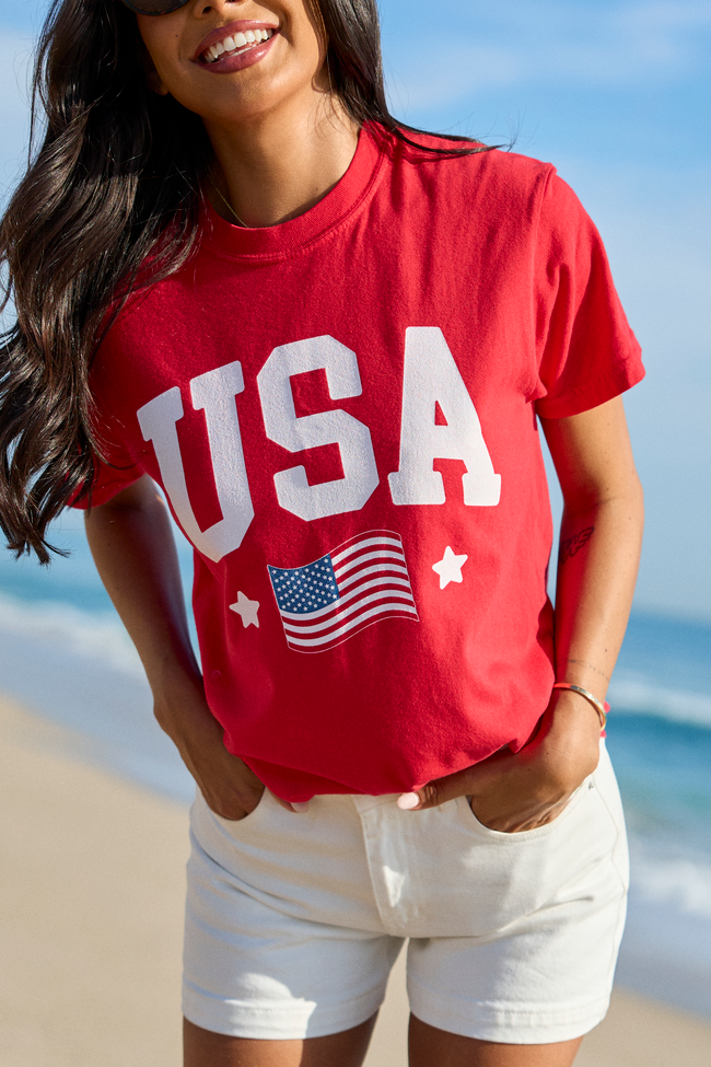 Athletic USA Flag Red Graphic Tee