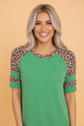 Leopard Colorblock Raglan Short Sleeve Tee