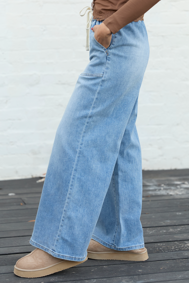 Lottie Wide Leg Cropped Tie Jeans SALE