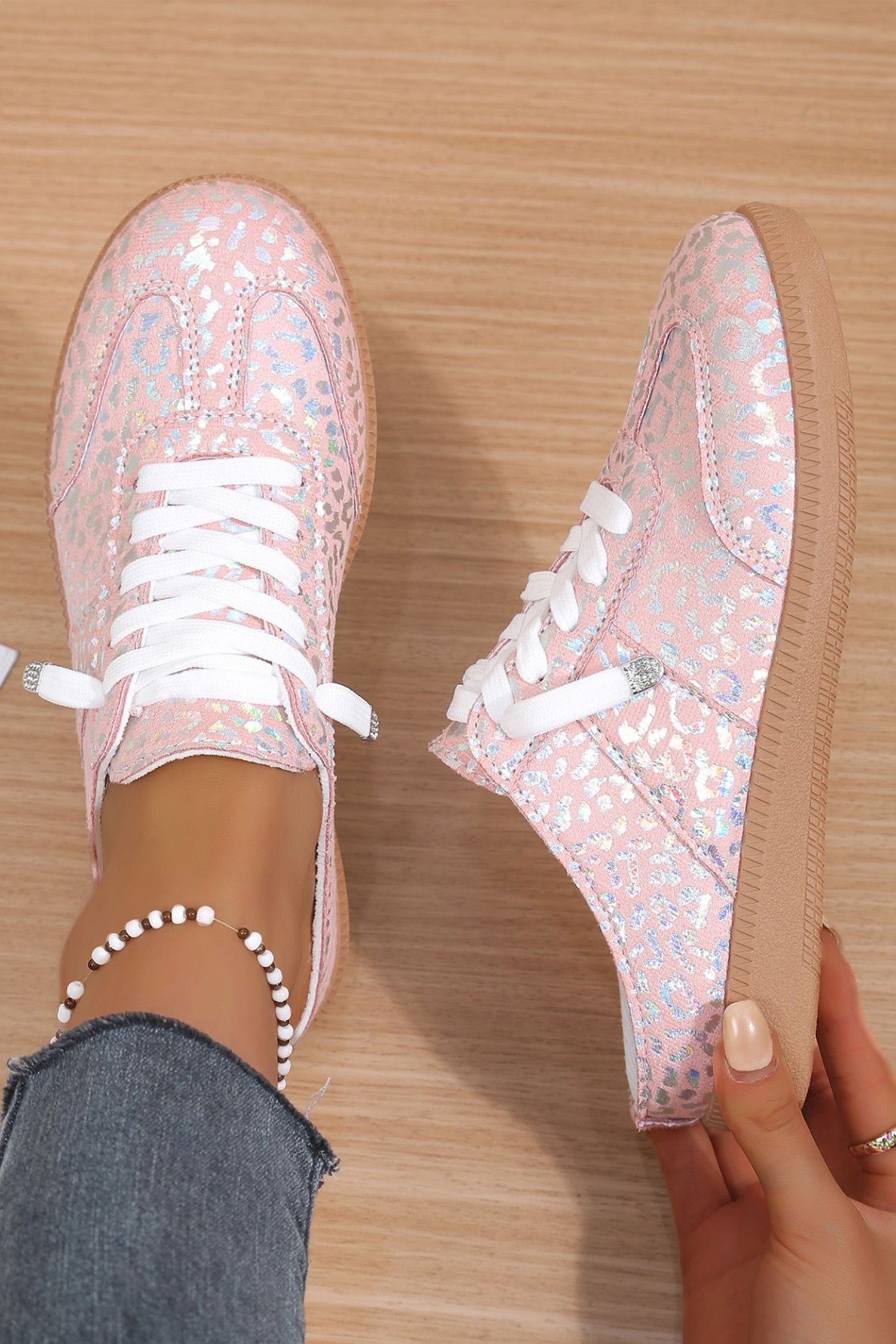 Pink Shiny Leopard Shoes RTS