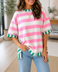 Stripe Exposed Seam Top