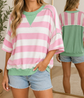 Pink Stripe Ribbed Top