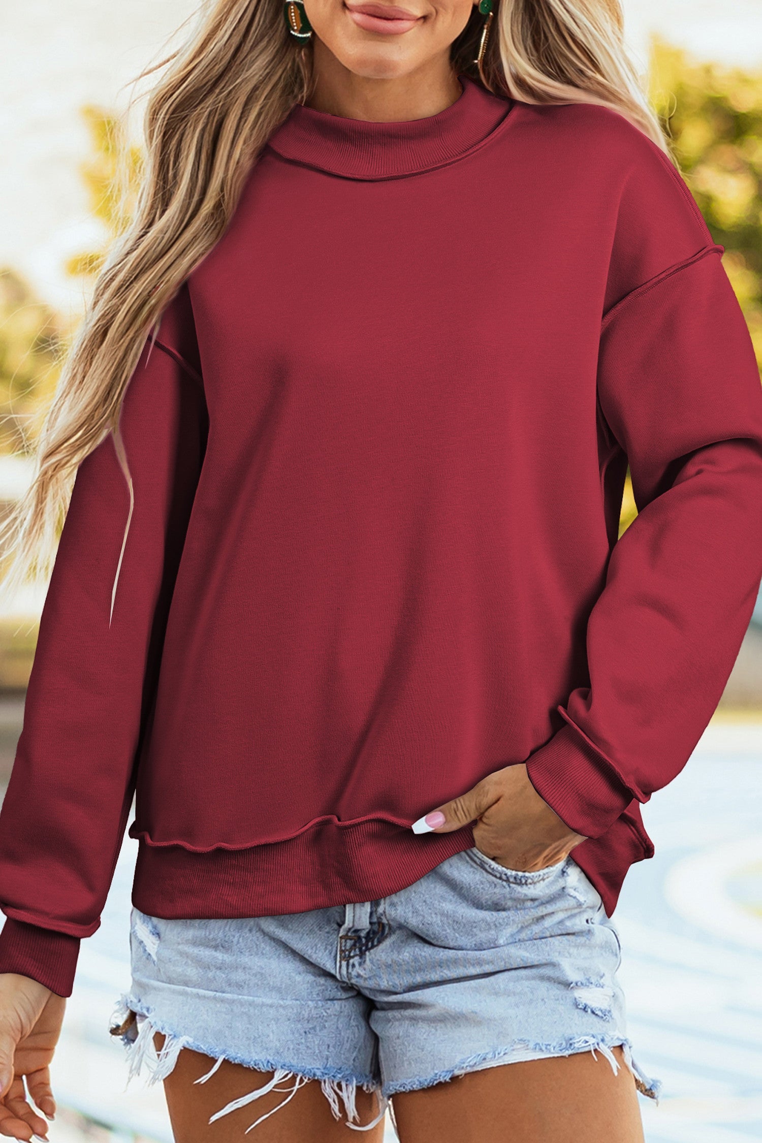 Oversized Mock Neck Sweatshirt