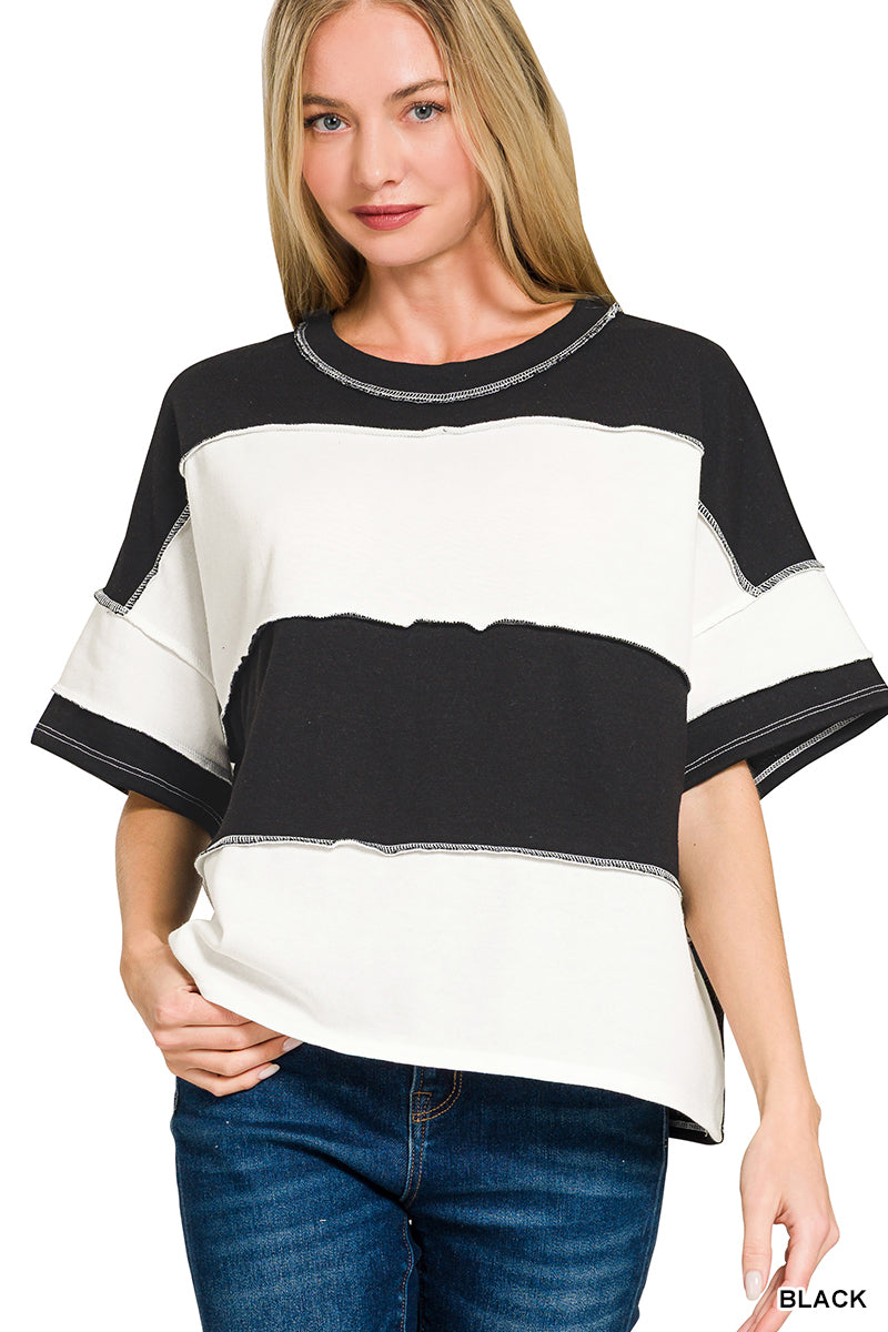 French-Terry Exposed Seam Top Zenana New RTS