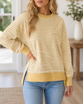 Textured Knit Split Hem Top