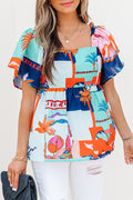 Tropical Blue Flutter Blouse
