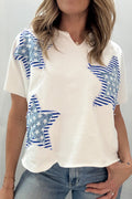 White Patriot Star Mineral Wash Top New RTS