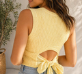 Yellow Knit Bow Back Sweater