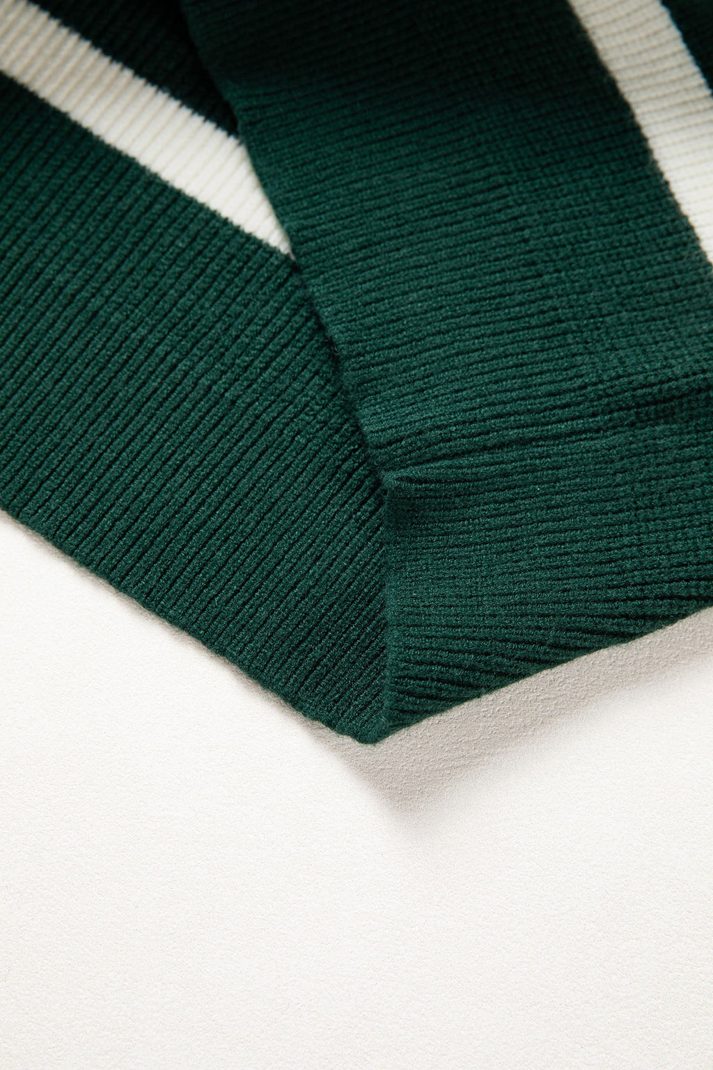 Stripe Ribbed Half-Zip Collar Sleeveless Sweater