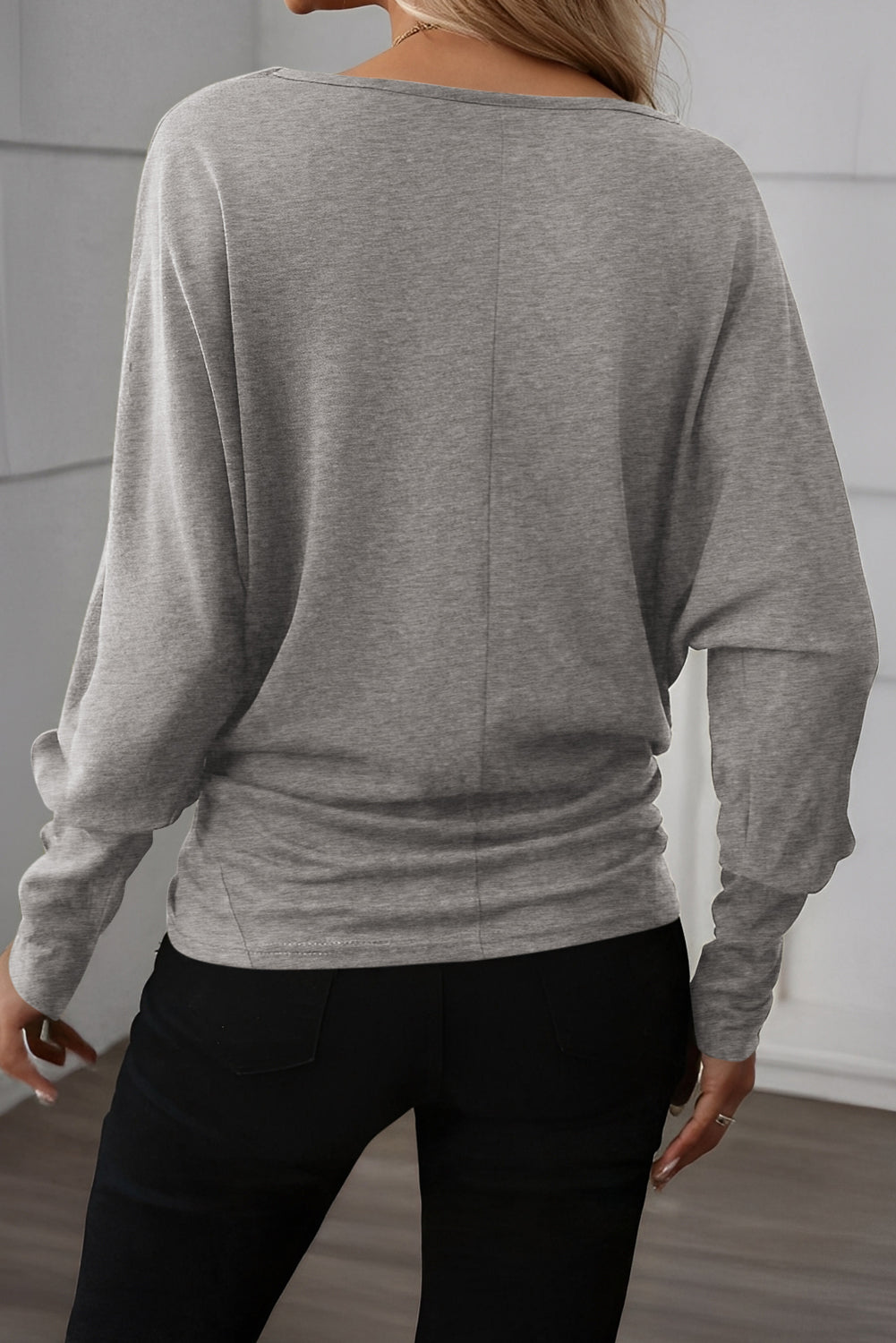 Solid Extended Cuff Long Sleeve Top