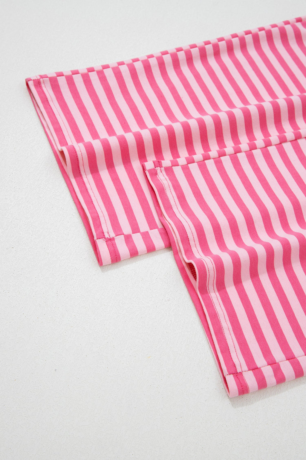 Stripe Drop Shoulder Top & Buttoned Pants Set