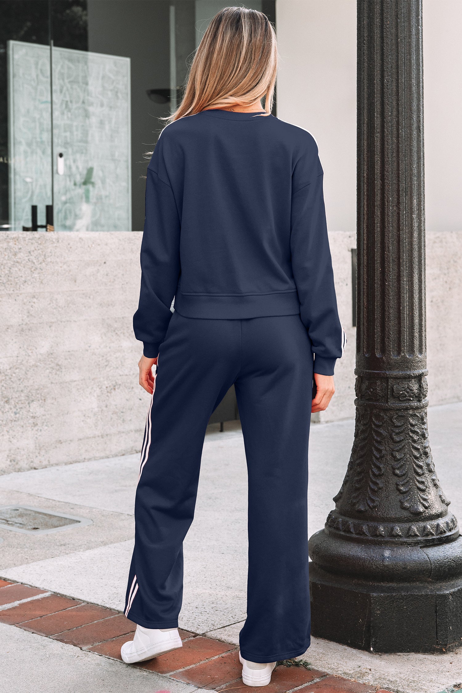 Varsity Stripe Crewneck Pullover & Sweatpants Set