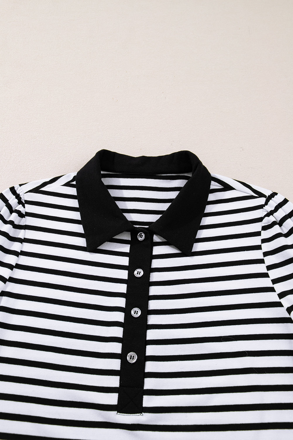 Stripe Collared Pocketed Long Sleeve T-Shirt Dress