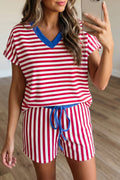 Stripe V Neck Shortie Set *Best Seller*