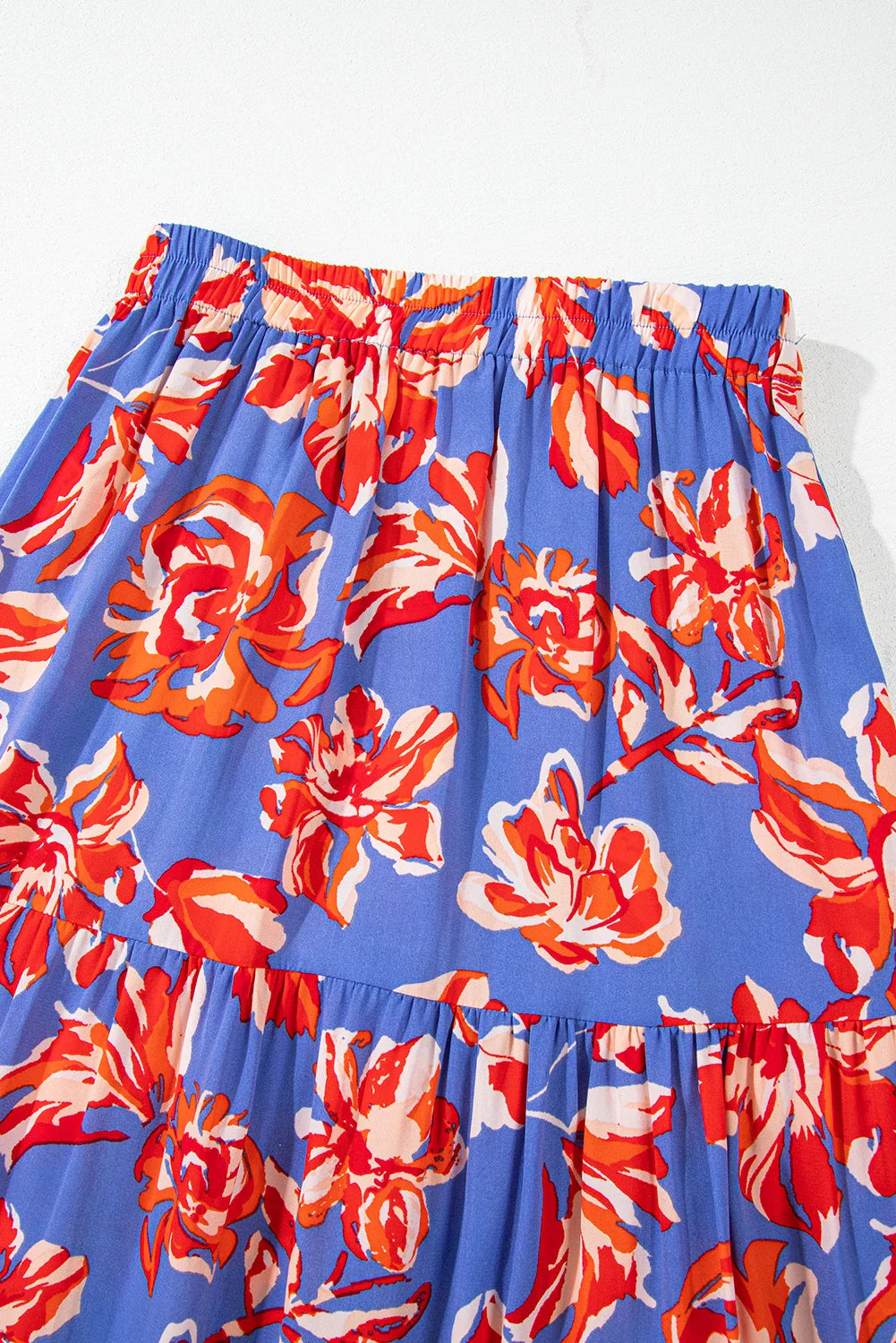 Boho Floral Tiered Side Slit Maxi Skirt