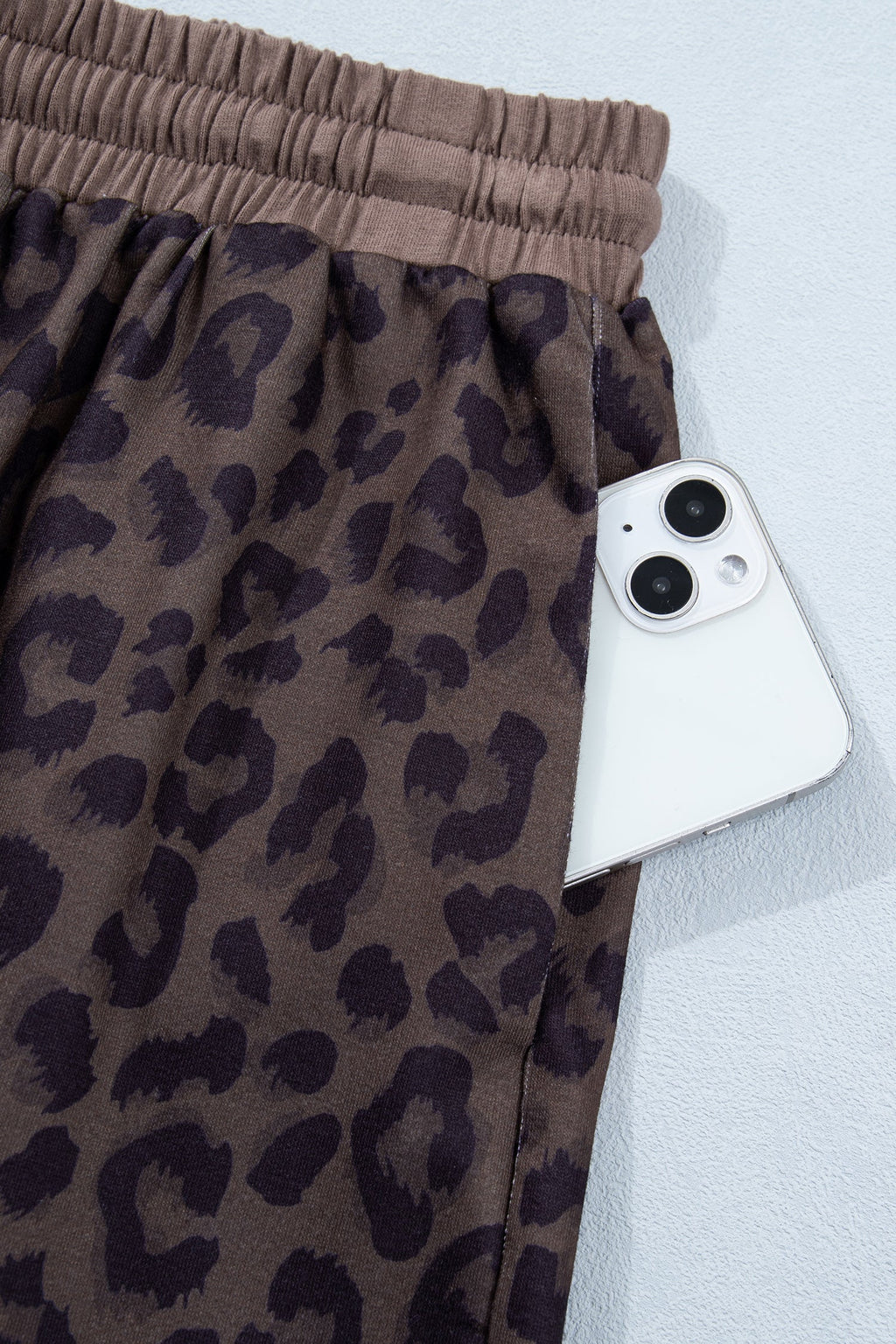 Leopard Collared V-Neck Top & Shorts Set