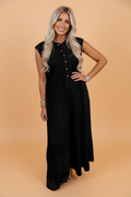 Checker Textured Sleeveless Wide Leg Jumpsuit