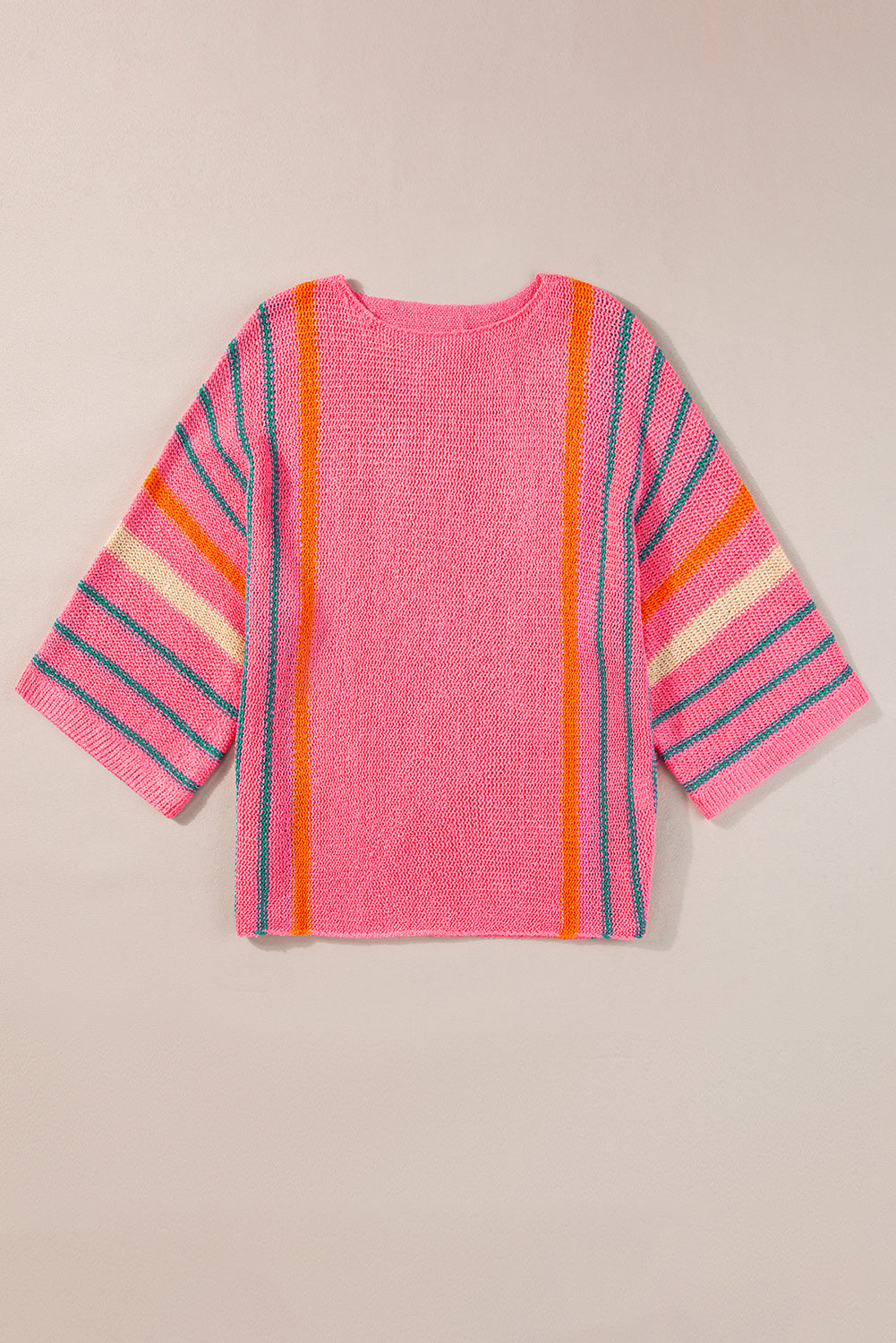 Stripe Wide Sleeve Knitted Sweater