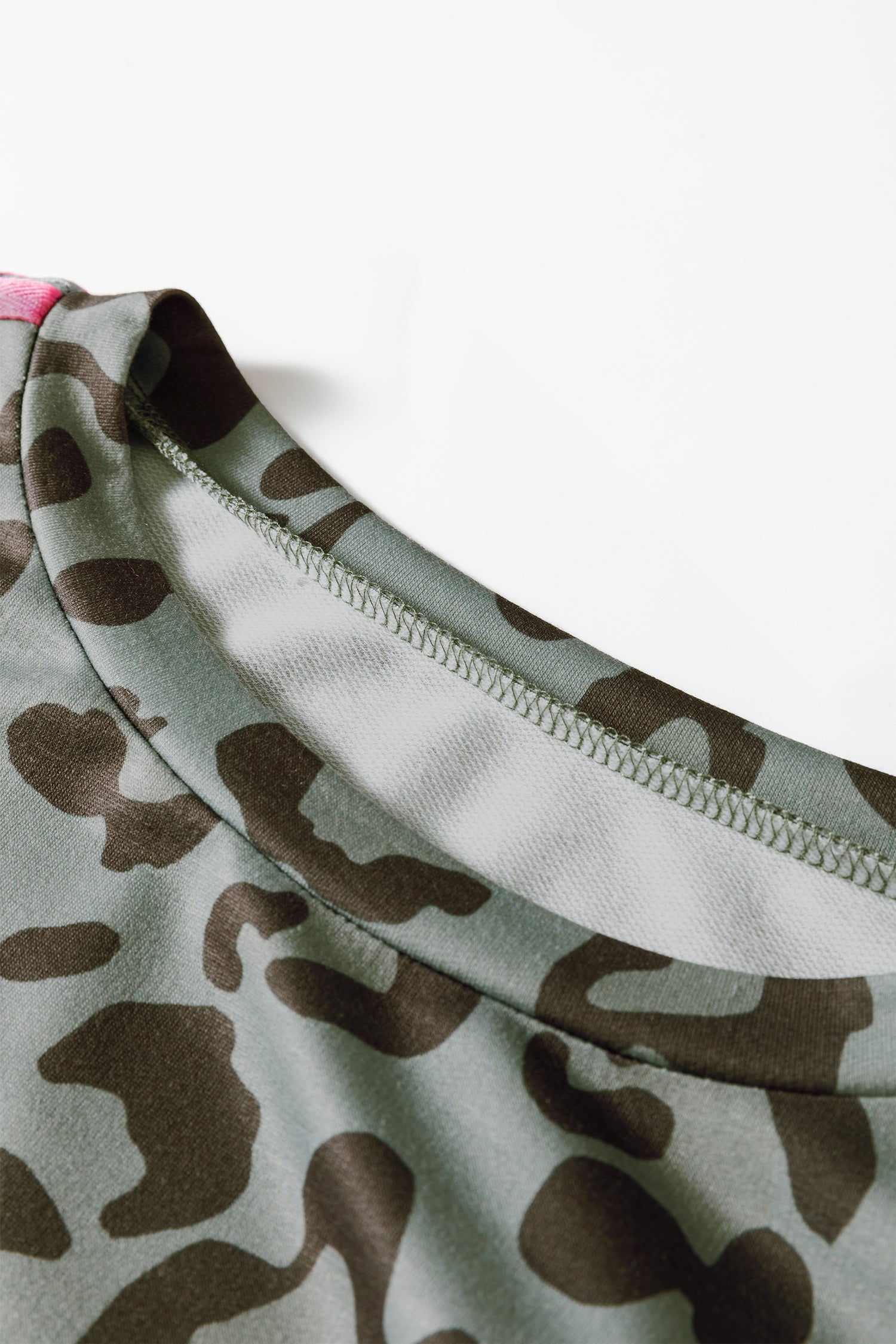 Leopard Varsity Stripe Trim Long Sleeve Top