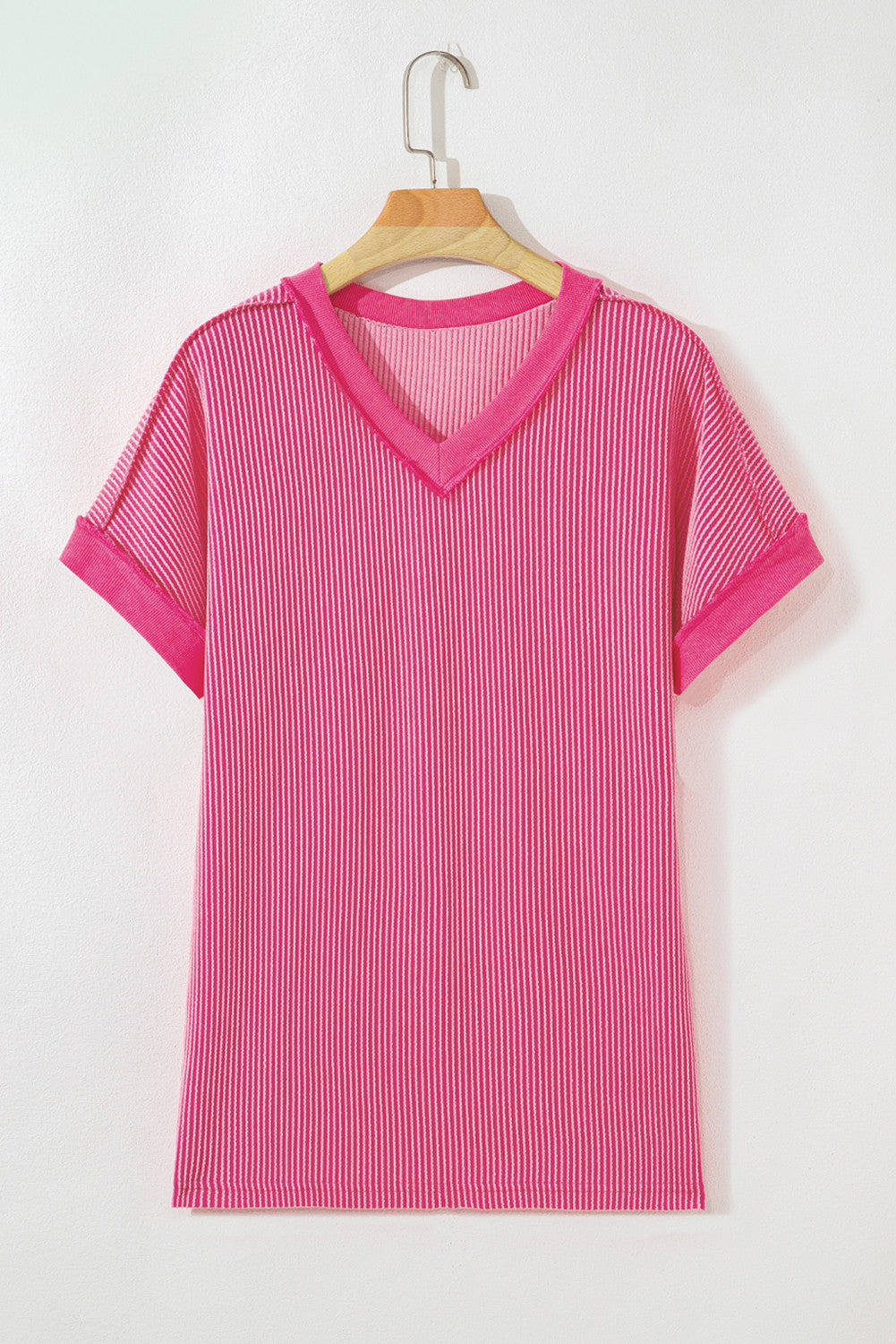 Rose Ribbed Casual Top