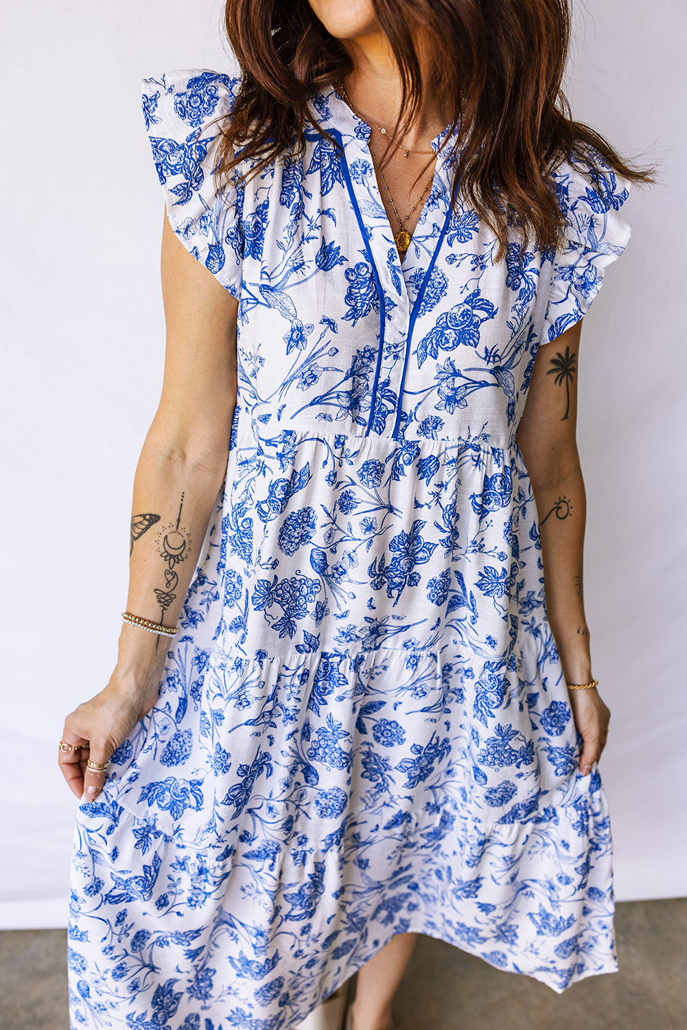 Floral Ruffle Tiered Midi Dress