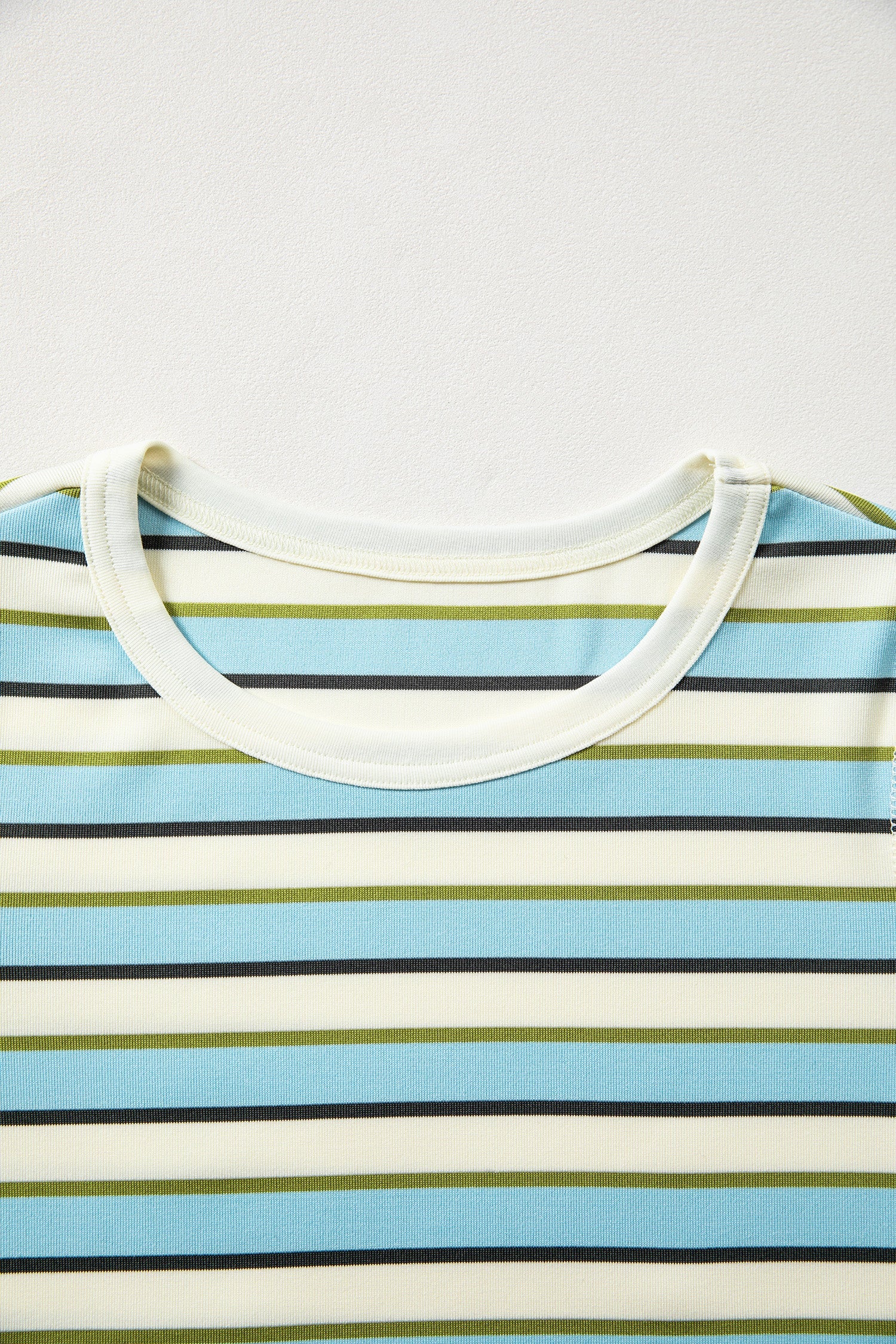 Stripe Round Neck Ribbed Knit Long Sleeve Top