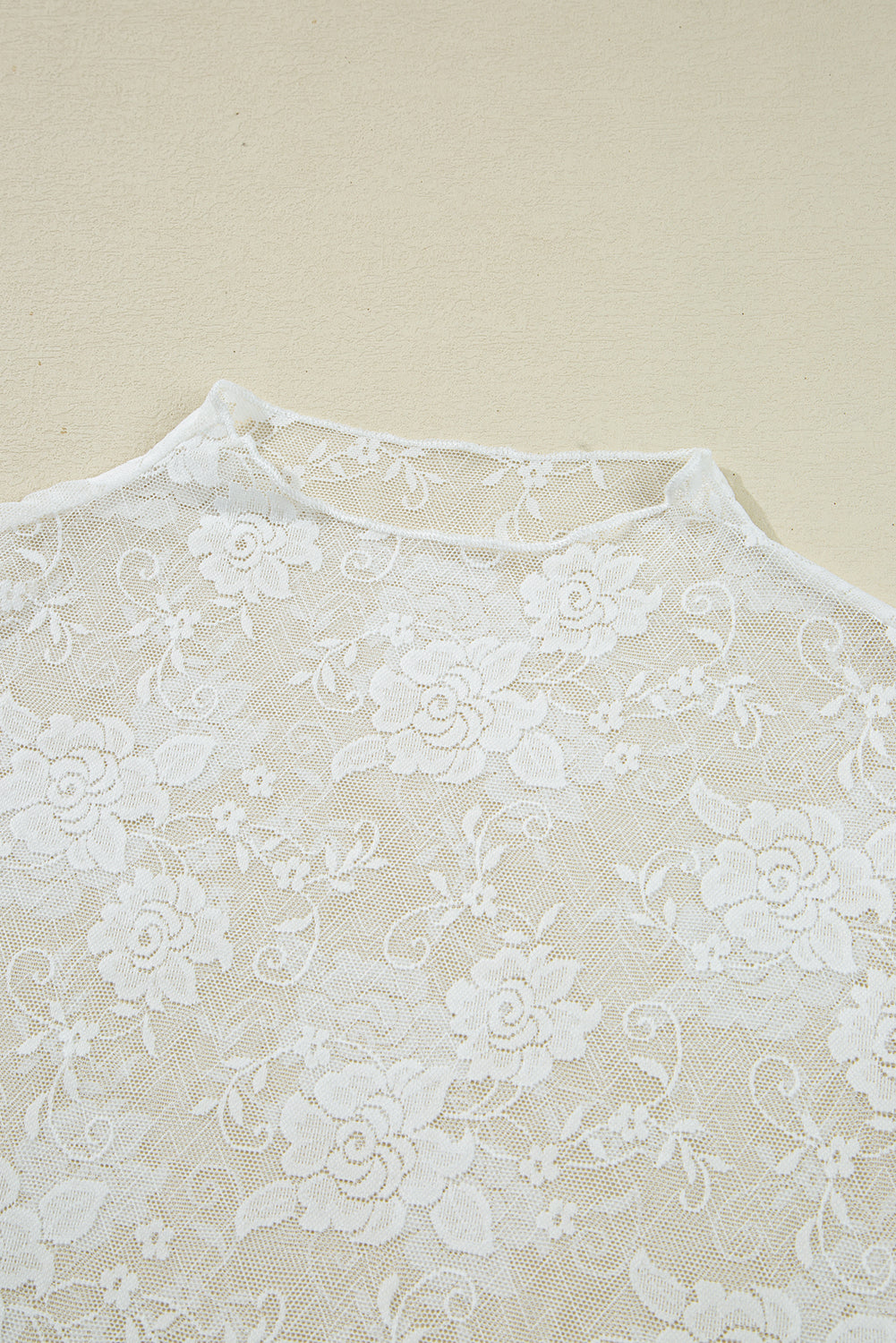 Floral Lace Sheer Mesh Long Sleeve Top