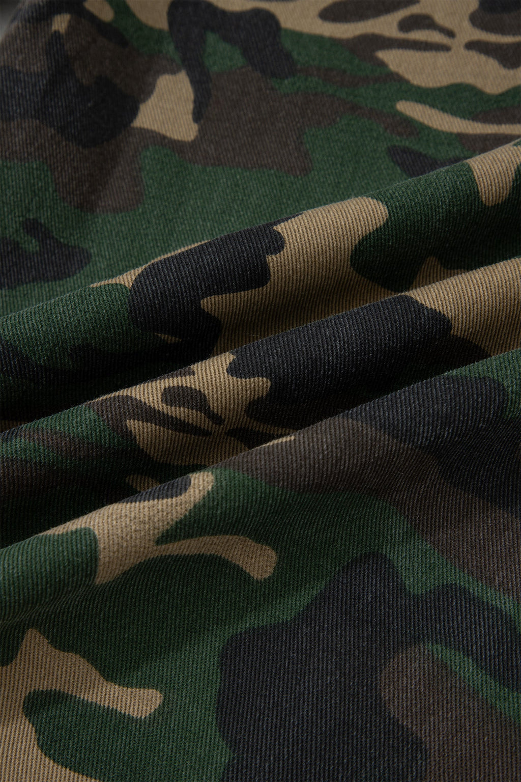 Camo Denim Patch Pocket Drawstring Barrel Leg Jeans