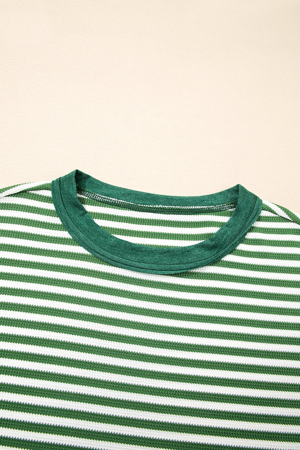 Plus Size Stripe Thermal Reverse Seam Patchwork Top