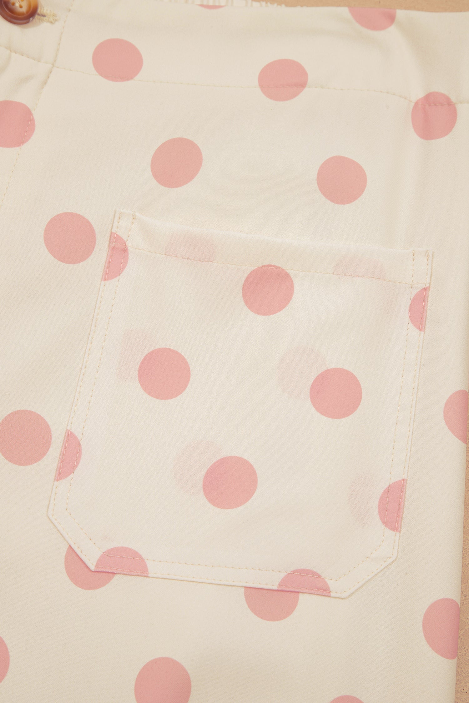 Polka Dot Patch Pocket Wide Leg Pants
