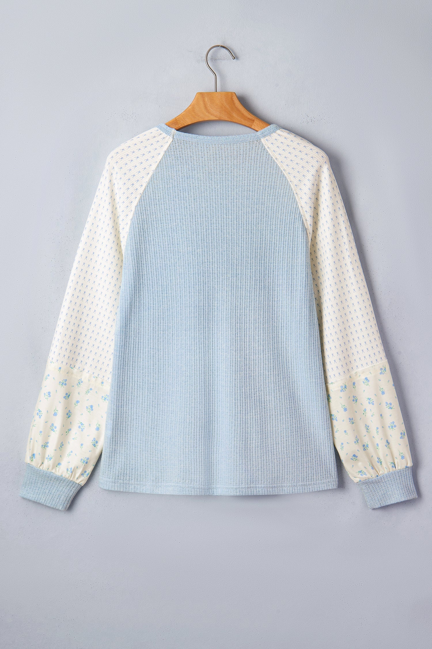 Floral Patchwork Textured Knit Long Sleeve Top