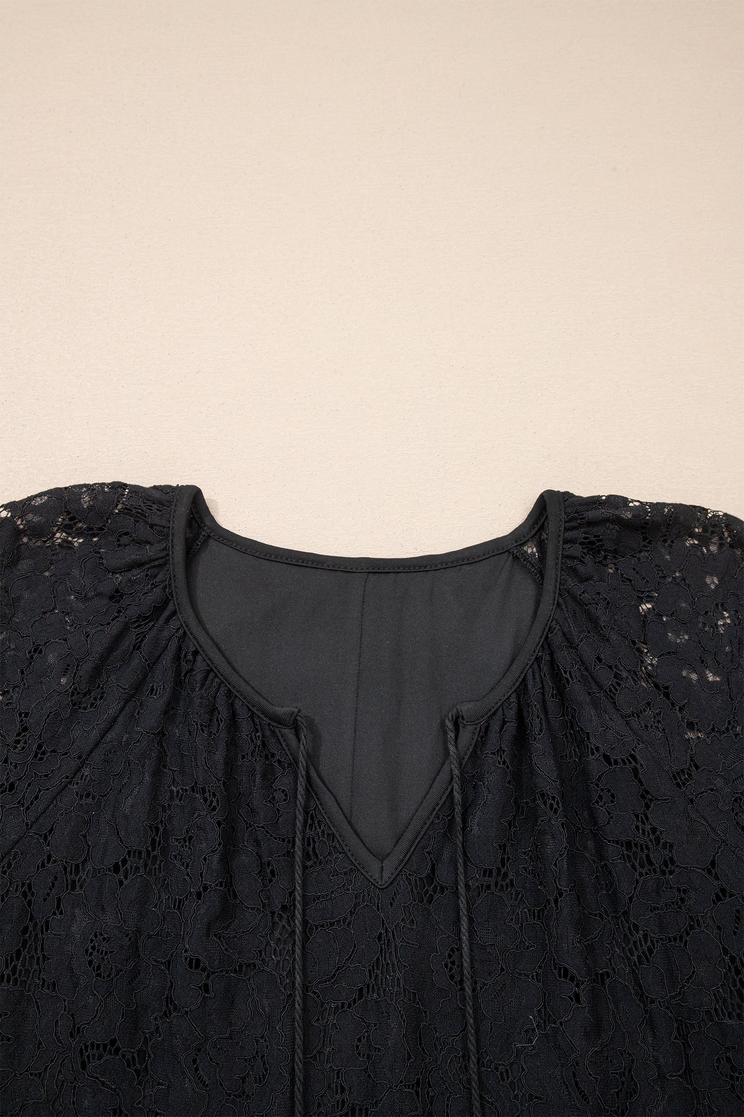 Lace Overlay Tassel Tie Short Sleeve Maxi Dress