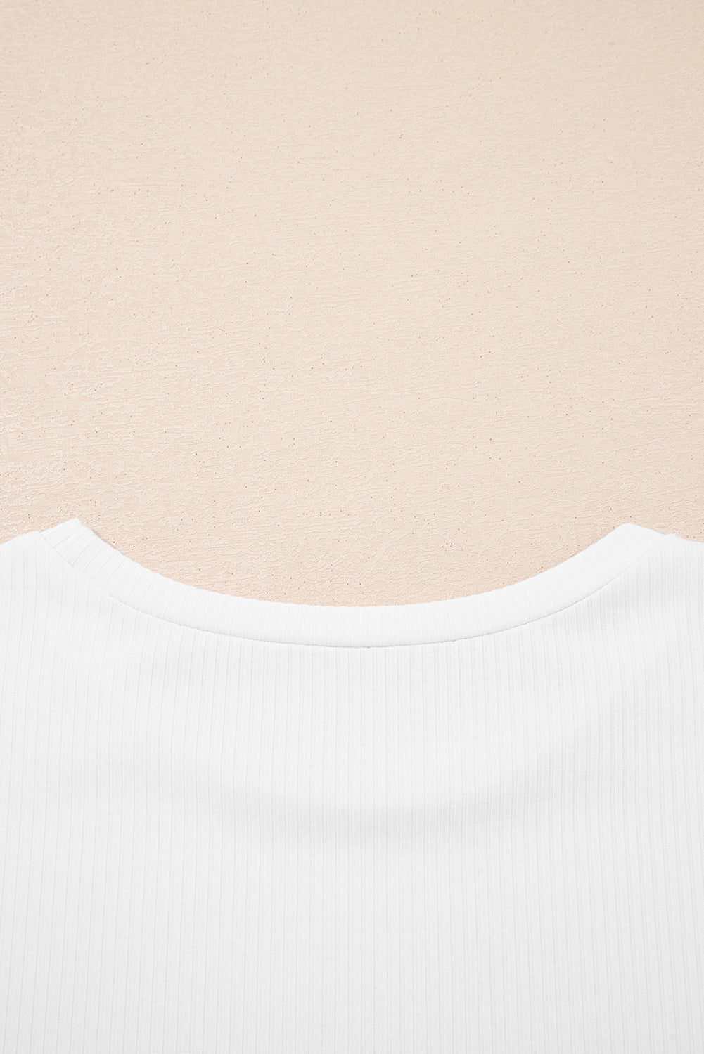 Solid Ribbed Knit Ruffle Short Sleeve T-Shirt