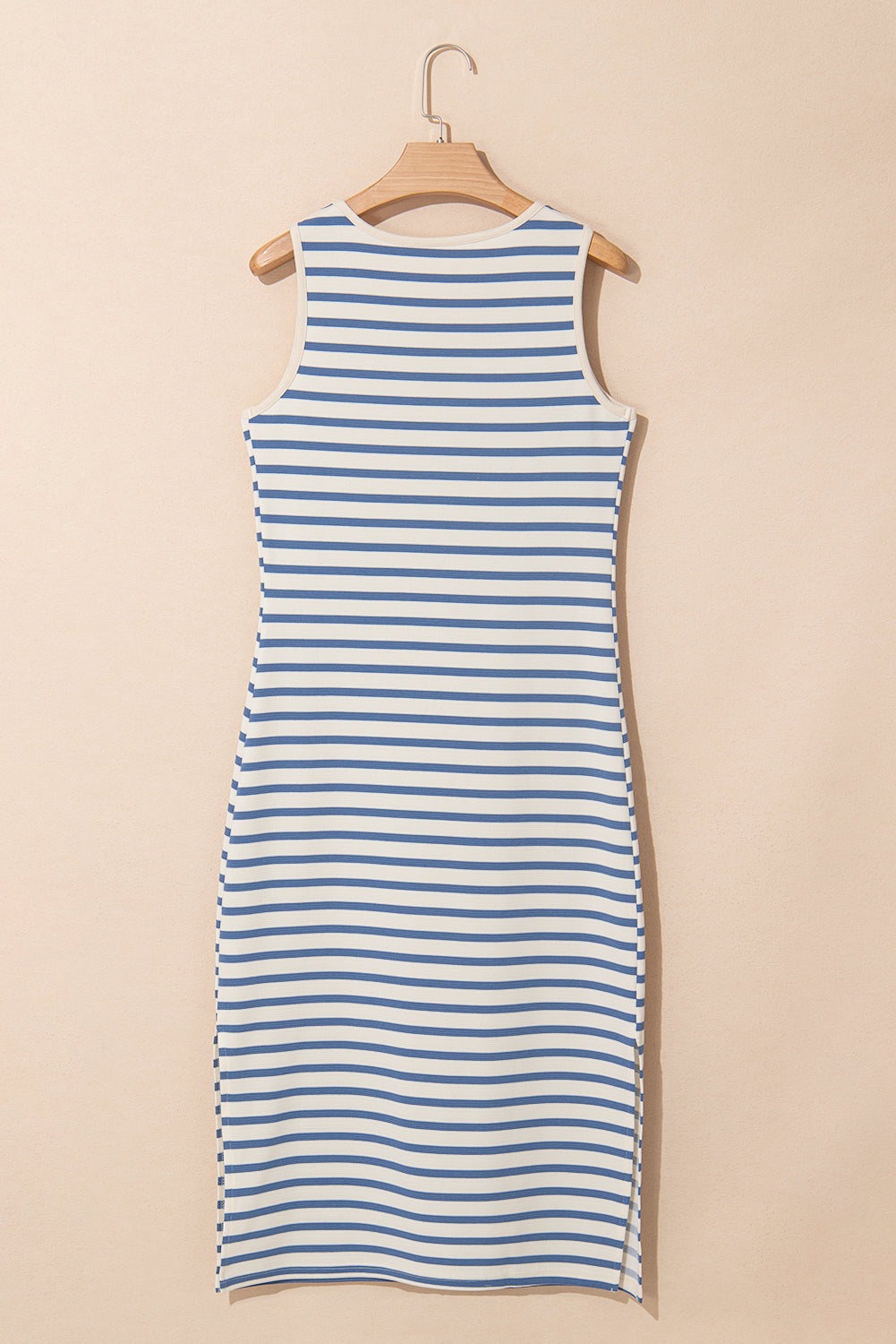 Stripe Tie V-Neck Sleeveless Midi Dress