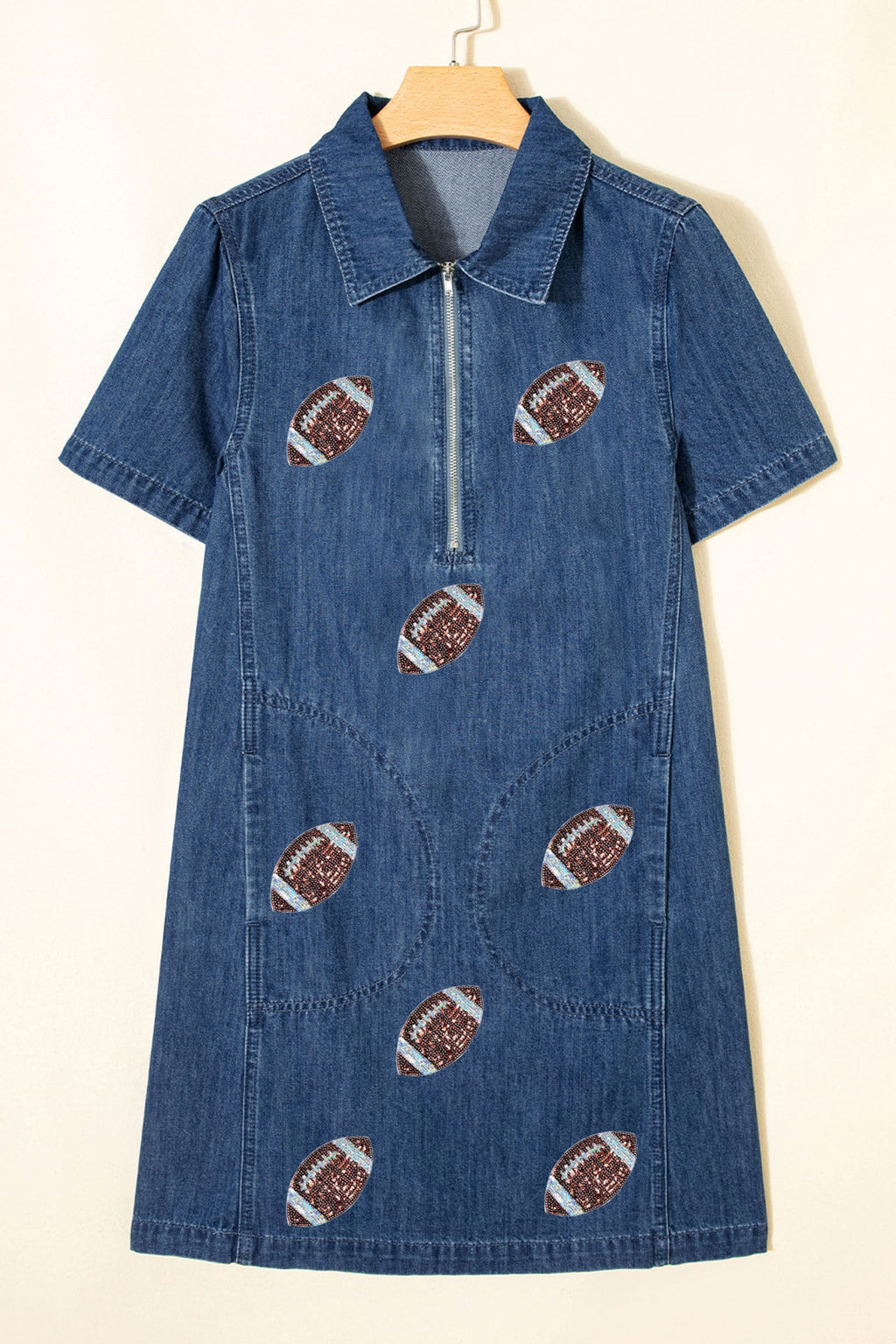 Sequin Football Denim Dress RTS