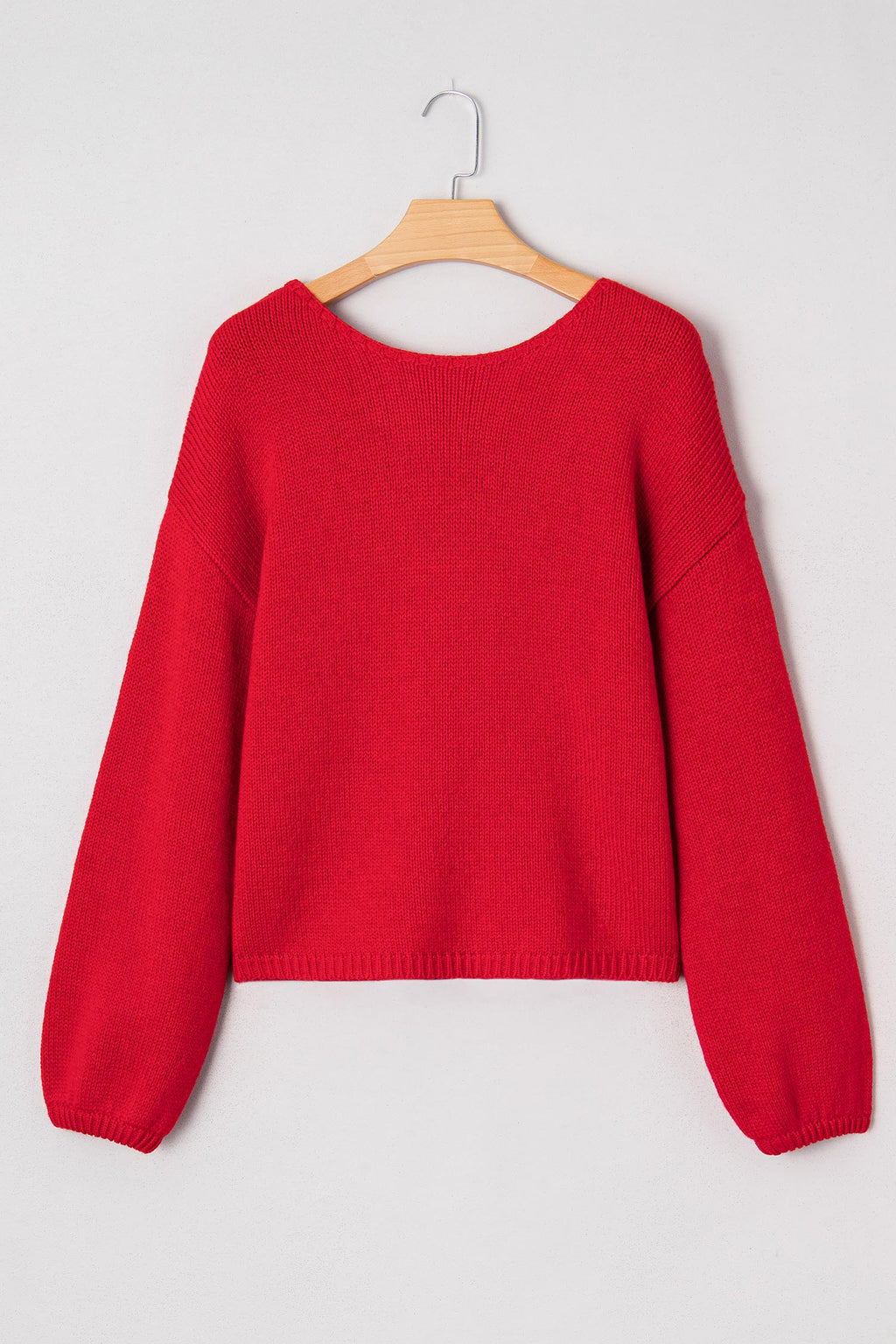 Bow Tie Backless Bubble Sleeve Sweater