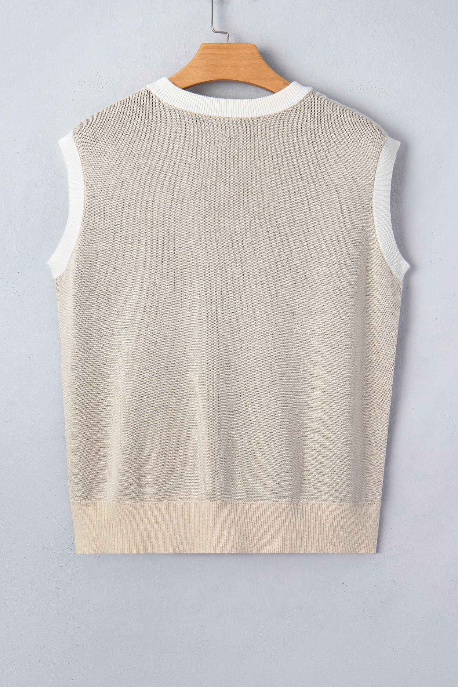 Western Horseshoe Colorblock Trim Sleeveless Sweater